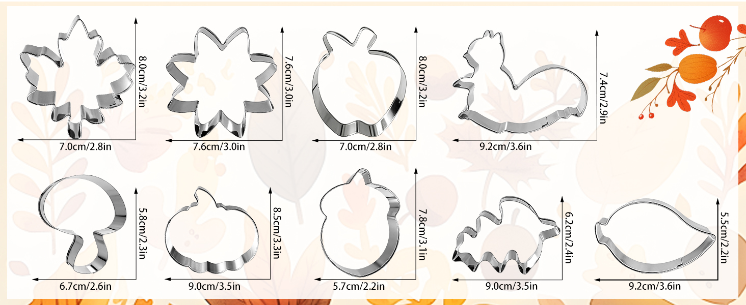 9 Pieces Fall Cookie Cutters Set