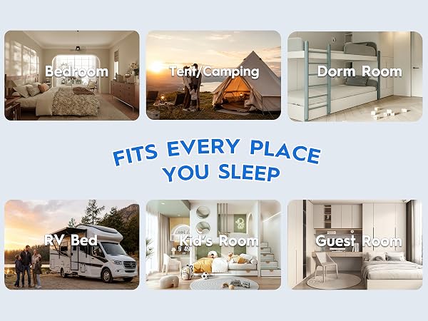 Mattress pad designed for bedrooms, kids' rooms, dorms, RV beds and camping