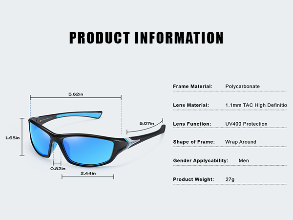 Polarized Sports Sunglasses For Men Cycling Driving Fishing UV400 Protection