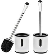 Toilet Brush and Holder, 2 Pack Compact Size Toilet Bowl Brush with Stainless Steel Handle, Small...