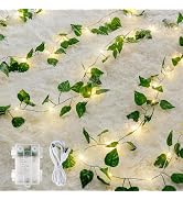 woohaha Vine with Fairy Lights,23FT 73LED Fake Vines String Lights USB/Battery Operated,Led Potho...