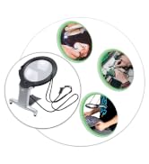 ARSUK Magnifying Glass with Light 2X 6X Magnification Combo Large Hands Free Reading Magnifier Ne...