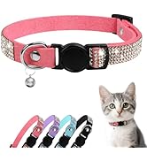 Rhinestone Cat Collar Breakaway, Soft Velvet Cat Collars with Bell, Adjustable Comfortable Cats C...