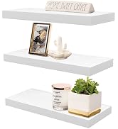 AT-VALY Floating Shelves Set of 3,Wall Shelves for Bedroom, Bathroom, Kitchen, Living Room,Hangin...