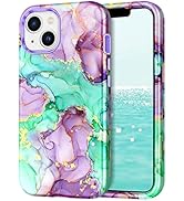 CASEFIV Compatible with iPhone 13 Case, Marble Pattern 3 in 1 Heavy Duty Shockproof Full Body Rug...