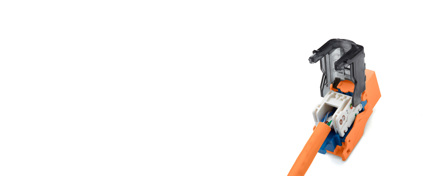 truecable cat6a unshielded toolless keystone jack orange
