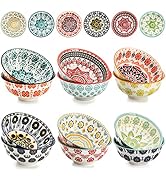 Cedilis 12 Pack Small Ceramic Bowls, Colorful Porcelain Ice Cream Bowl, 10 Fl-oz Assorted Dessert...