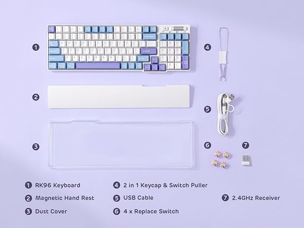 Royal Kludge RK84 RK87 RK61 RK68 hot swap mechanical TKL Tenkeyless Wireless Bluetooth full 96 key