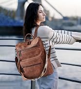 Shrrie Backpack Purse for Women Leather Fashion Designer Backpack Convertible Shoulder Satchel Ba...