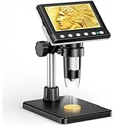 Aikokkl 4.3 Inch LCD Digital Coin Microscope, 1000X USB Magnifier with 8 Adjustable LED Lights fo...