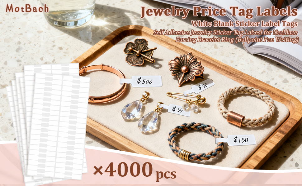 MotBach 4000PCS Price Tags Stickers Jewelry Price Tag Labels