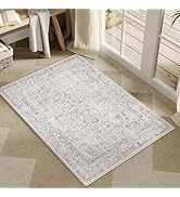 PureCozy Gray Entryway Area Rug 2x3 Door Mat Machine Washable Kitchen Vintage Distressed Non Slip...