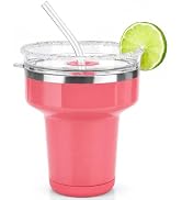 Cafezi 16oz Insulated Margarita Tumbler with Lid & Straws, Cocktail Cup | 18/8 Stainless Steel, S...