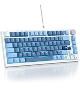 Mosptnspg 75% TKL Wired Mechanical Keyboard,RGB Backlit Gasket Mount 82 Key Hot Swappable Custom ...