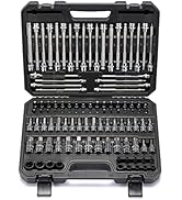 Mayouko 107 Pieces Bit Socket Set, 1/4", 3/8" and 1/2" Drive, Torx/Extra Long Torx/Tamper Proof T...