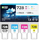 728 Ink Cartridges set 4-Pack High Yield Replacement for HP 728 Ink F9J68A F9K17A F9K16A F9K15A C...