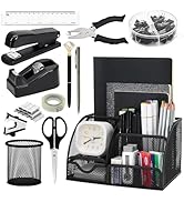 SYMDROMIA 13-in-1 Office Desk Organizer Set with Stapler and Tape Dispenser, Pen Holder, Scissors...