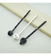 50Pcs Black Hair Bobby Pins Hair Clips with Blank Round Tray Hair Pins Hairpin Cabochons Bases fo...
