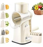 5 in 1 Rotary Cheese Grater with Hand Crank, Vegetable Slicer Shredder with 5 Stainless Blades, S...
