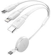 LISEN Multi Charging Cable, 3 in 1 Charging Cable, Retractable Car Charger with Type C/L/Micro US...