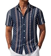 COOFANDY Mens Hawaiian Shirt Short Sleeve Button Down Beach Vacation Shirt Retro Summer Tropical ...