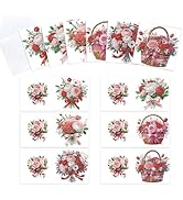 Tontut 6pcs Diamond Painting Kit Greeting Card, Rose Bouquet 5D DIY Diamond Handmade Holiday Gree...