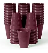 Exquisite Burgundy Disposable Plastic Cups - 100 Pack 12 Oz Plastic Cups - Colored Disposable Cup...