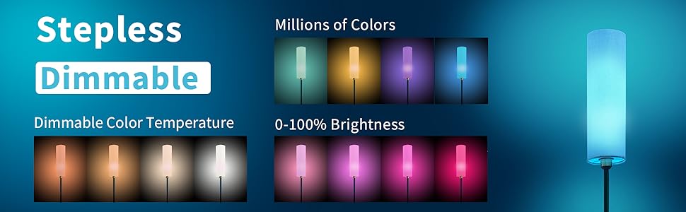 Color changing floor lamp dimmable stepless
