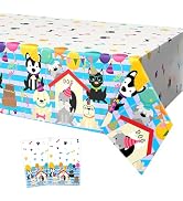 FunHot Dog Tablecloths, 2 Pcs Paw Print Colorful Table Covers, 54 x 108 Inch Blue Rectangle Puppy...