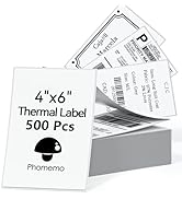 Phomemo 4x6 Thermal Direct Shipping Label, 4''x 6'' Fan-Fold Labels, Compatible with Rollo, MUNBY...