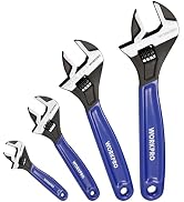 WORKPRO 4 PCS Adjustable Wrench Set, 6", 8", 10" & 12" Wide Jaw Wrenches | Cr-V Steel Wrenches wi...
