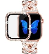 VISOOM Rose Gold Band For Iphone Apple Watch 40mm Iwatch Bands For Women, Jewerly Bling Apple Wat...
