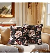 RYB HOME Vintage Floral 18x18 Inch Throw Pillow Covers Pack of 2, Super Soft Velvet Decorative Sq...