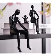 Quoowiit Black Bookshelf Decor Family Sculpture, Abstract Art Ornament Coffee Table Decor, Modern...