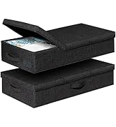 Underbed Storage Containers With Lids, Set of 2 Low Profile Under Crib Storage Bins W/ 3Handles, ...