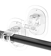2 Pack No Drill Curtain Rod Brackets Self Adhesive Curtain Rod Holder No Drilling Curtain Rod Hoo...