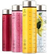 Zukro 20oz Wide Mouth Glass Juice Bottles With Stainless Steel Lids 4 Pack | Heat-Resistant Reusa...