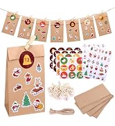 Naler 24 Sets DIY Advent Calendar Bags, Christmas Empty Advent Calendar to Fill Yourself, Xmas Co...