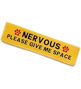 KISJO Nervous Please Give Me Space Leash Sleeve, Funny Yellow Dog Leash Wrap Alert Hanging ID Pat...