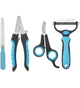 Professional Dog Nail Trimmers & Clippers with Safety Guard - 4-Piece Grooming Kit for Safe Painl...
