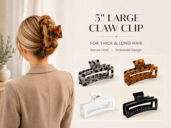 5" LARGE CLAW CLIP FOR THICK & LONG HAIR
