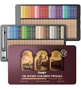 JusArt 72 Oil-Based Colored Pencils – Soft Core, Durable, Vibrant & Ultra-Smooth. Ideal for Adult...