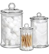 Suwimut Set of 3 Glass Apothecary Jars with Lids, Bathroom Canisters Storage Container Jars Small...