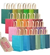 qiqee Medium Kraft Gift Bag With Handles Bulk 11"x8"x4" Gift Bags Mulitcolor 400PCS Paper Bags fo...