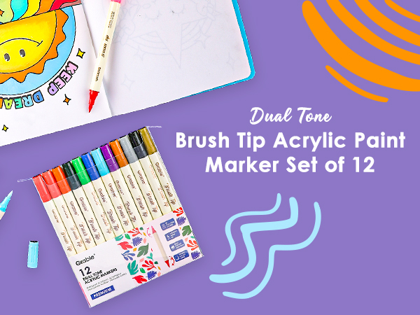 dual tip acrylic marker set of 12