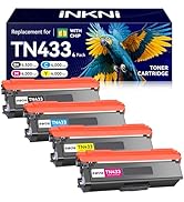 TN433 Toner Cartridge Set 4 Pack(with chip) Compatible Replacement for Brother tn436 tn431 tn433b...