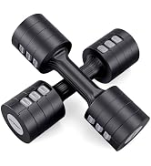 EAST MOUNT Adjustable Dumbbells 5 lb Dumbbells Set of 2 / Pair 10 lb Total Free Weights 6 in 1 Wo...