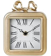 NIKKY HOME Gold Table Clock, Retro Desk Clock with Silent-Non-Ticking Battery Operated Rustic Des...
