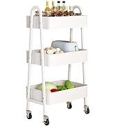 MURRI&MURRDI Fruit Vegetable Storage Baskets, Snack Cart 3 Tier Stackable Wire Storage Baskets wi...