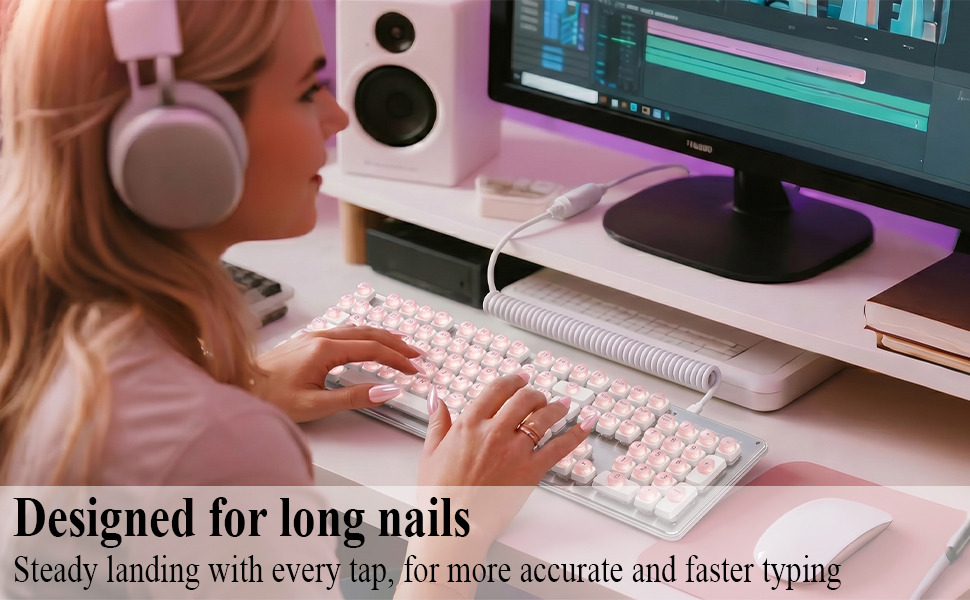 Raised Keyboard Stickers for Long Nails Bling Keyboard Bubbles